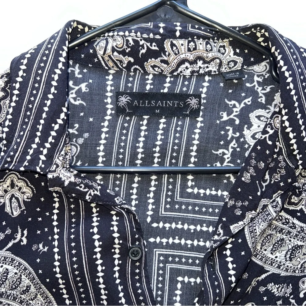 All Saints Relaxed Fit Mens Short Sleeve Button Down - Picture 3 of 3